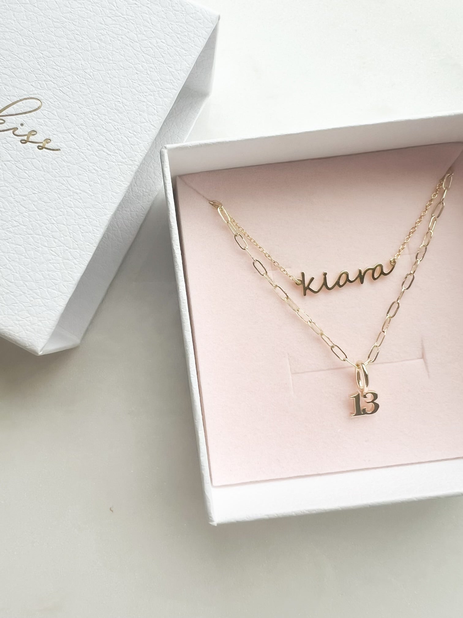 Custom Dainty Name and Number Set Charms & Pendants The Sis Kiss