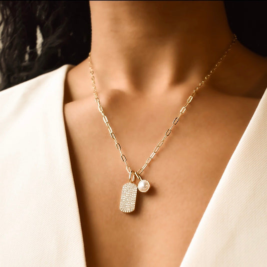 Bezel Stone Pearl Charm Charms & Pendants Joyce