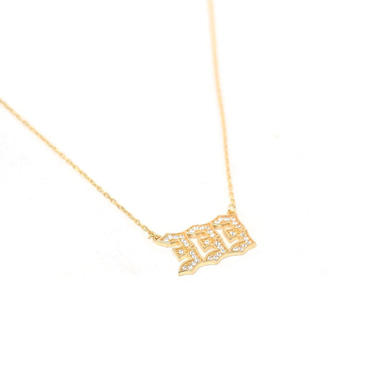 Angel Numbers Necklace Necklaces Saida 333 Gold with Clear Crystals