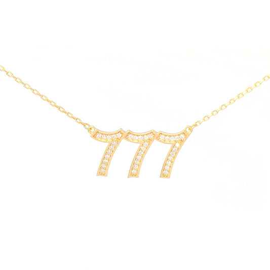 Angel Numbers Necklace Necklaces Saida 777 Gold with Clear Crystals