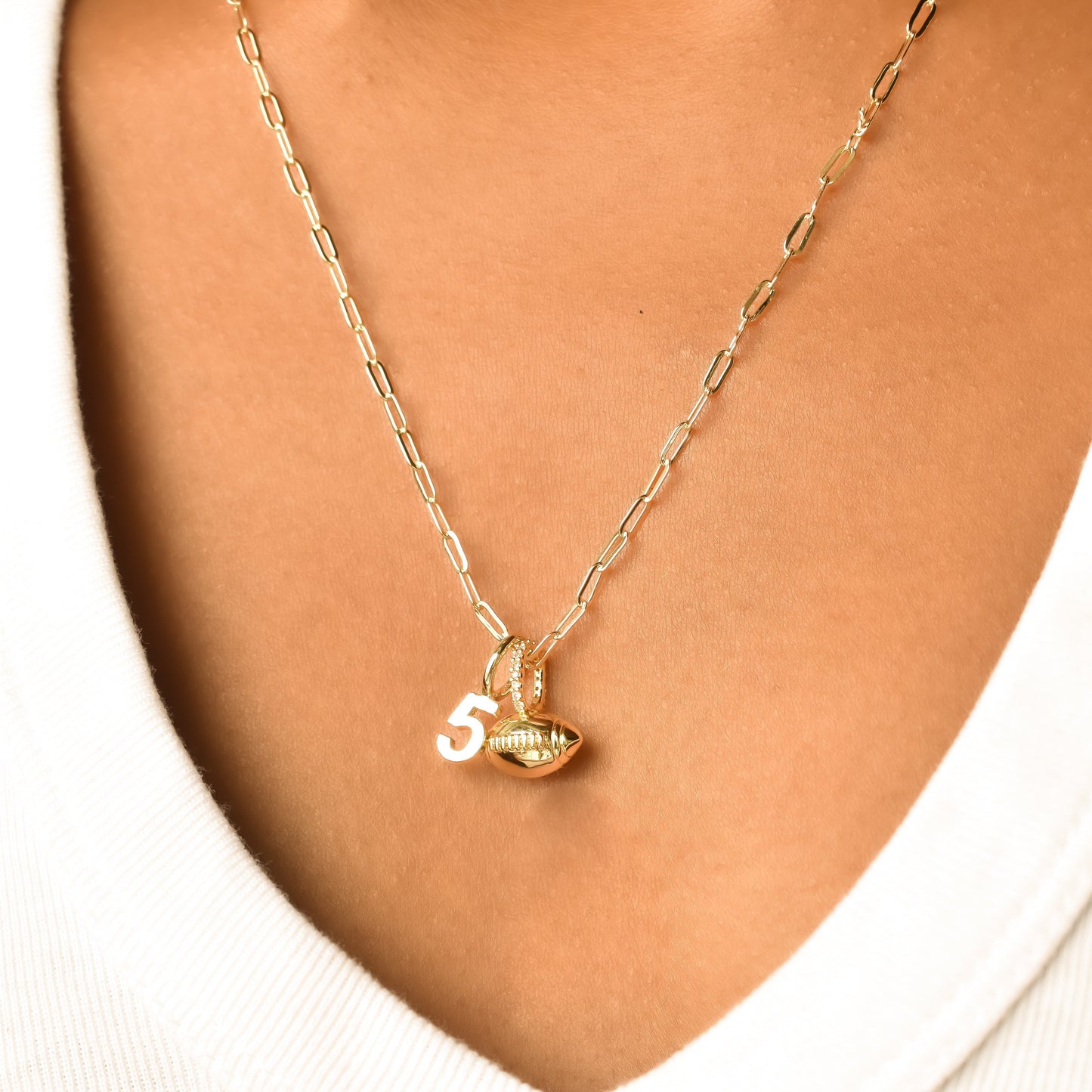 The Football Charm Number Necklace necklace Joyce