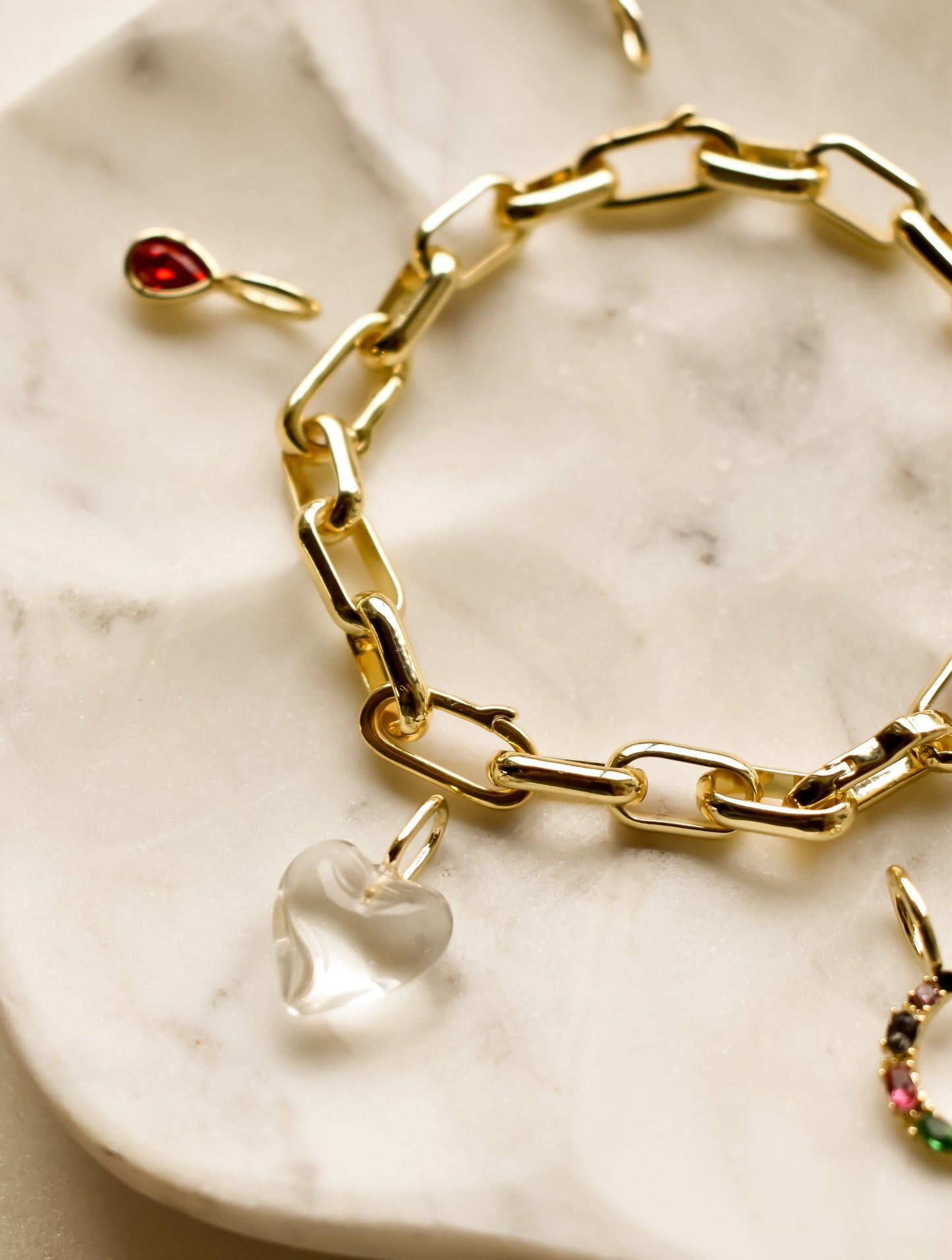 Palm Beach Stone Heart Charm Clear Charms & Pendants Joyce