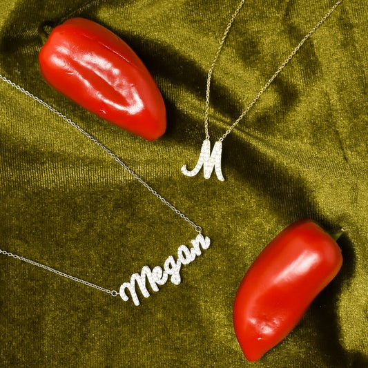 Custom Crystal Script Necklace Set Necklaces Bob