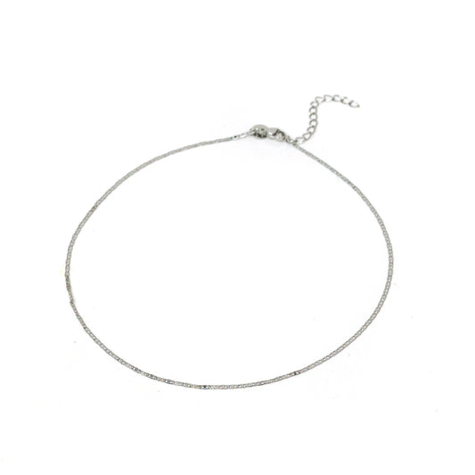 Skinny Anchor Chain Necklace Necklaces The Sis Kiss Silver