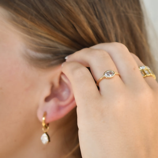 Adjustable Oval Crystal Ring Rings Crystal