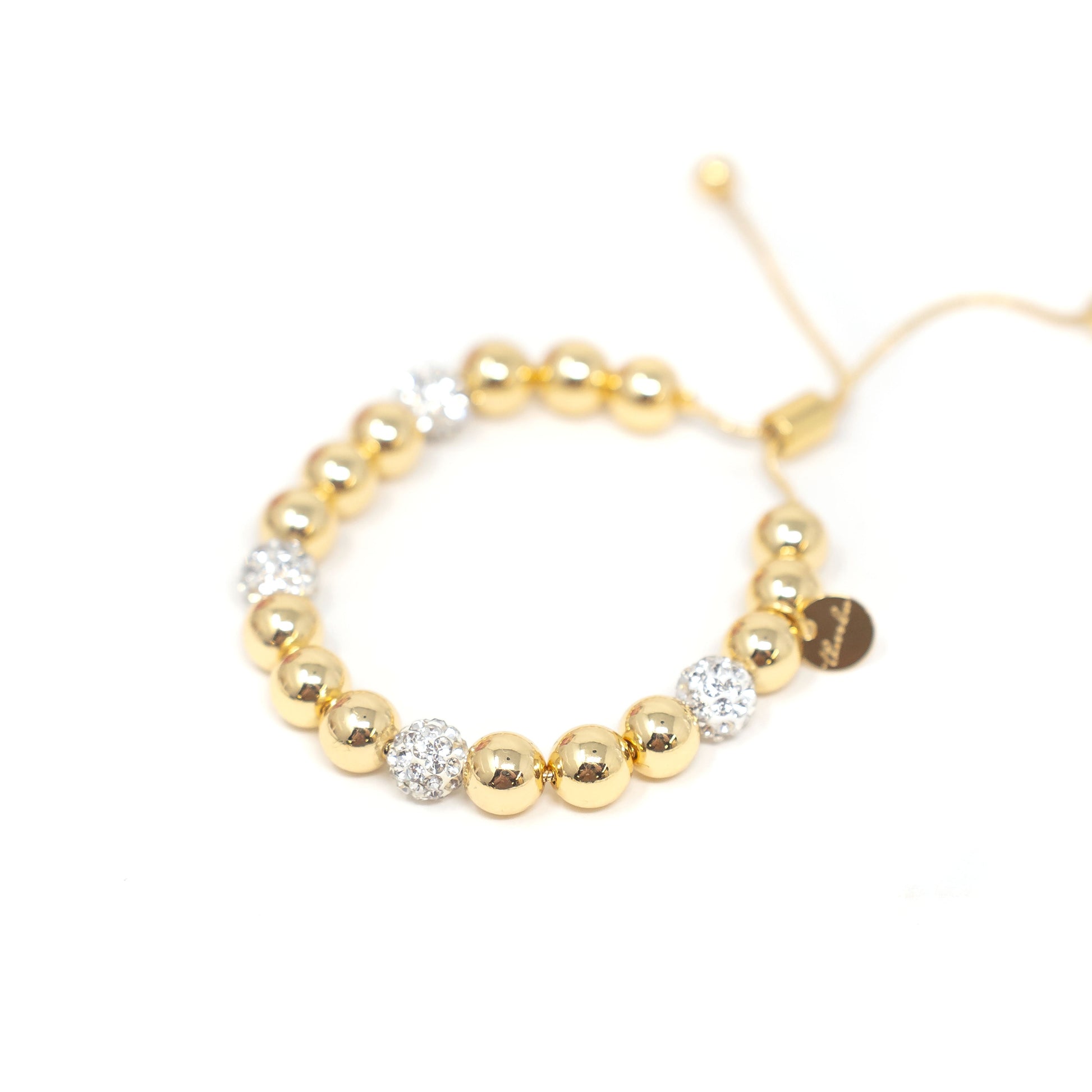 Dover Beaded Adjustable Bracelet JEWELRY The Sis Kiss Gold Large (8mm)