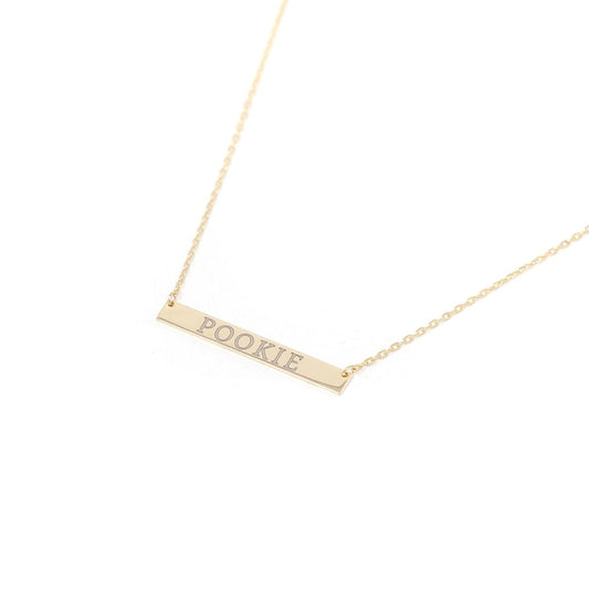 Custom Laser Engraved Bar Necklace JEWELRY The Sis Kiss Gold Date Font 1