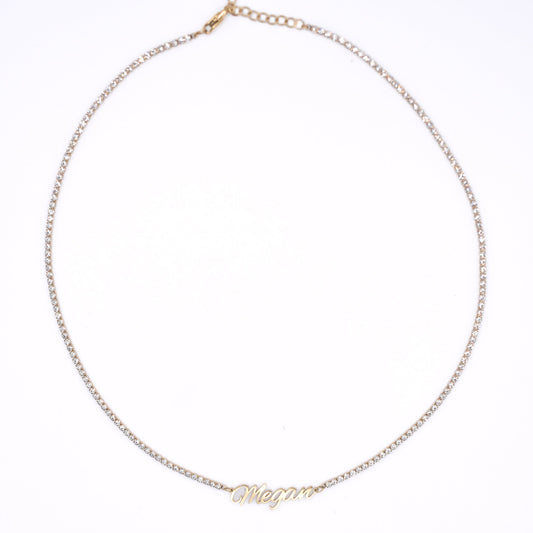 Custom Classic Rhinestone Nameplate Necklace necklace Rena