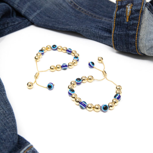 Evil Eye Beaded Adjustable Bracelet JEWELRY The Sis Kiss