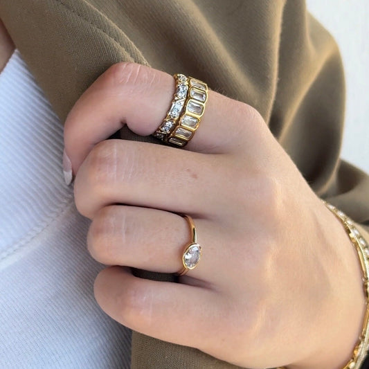 Adjustable Oval Crystal Ring Rings Crystal