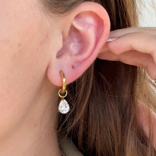 Pear Cut Bezel Earrings Sis Kiss