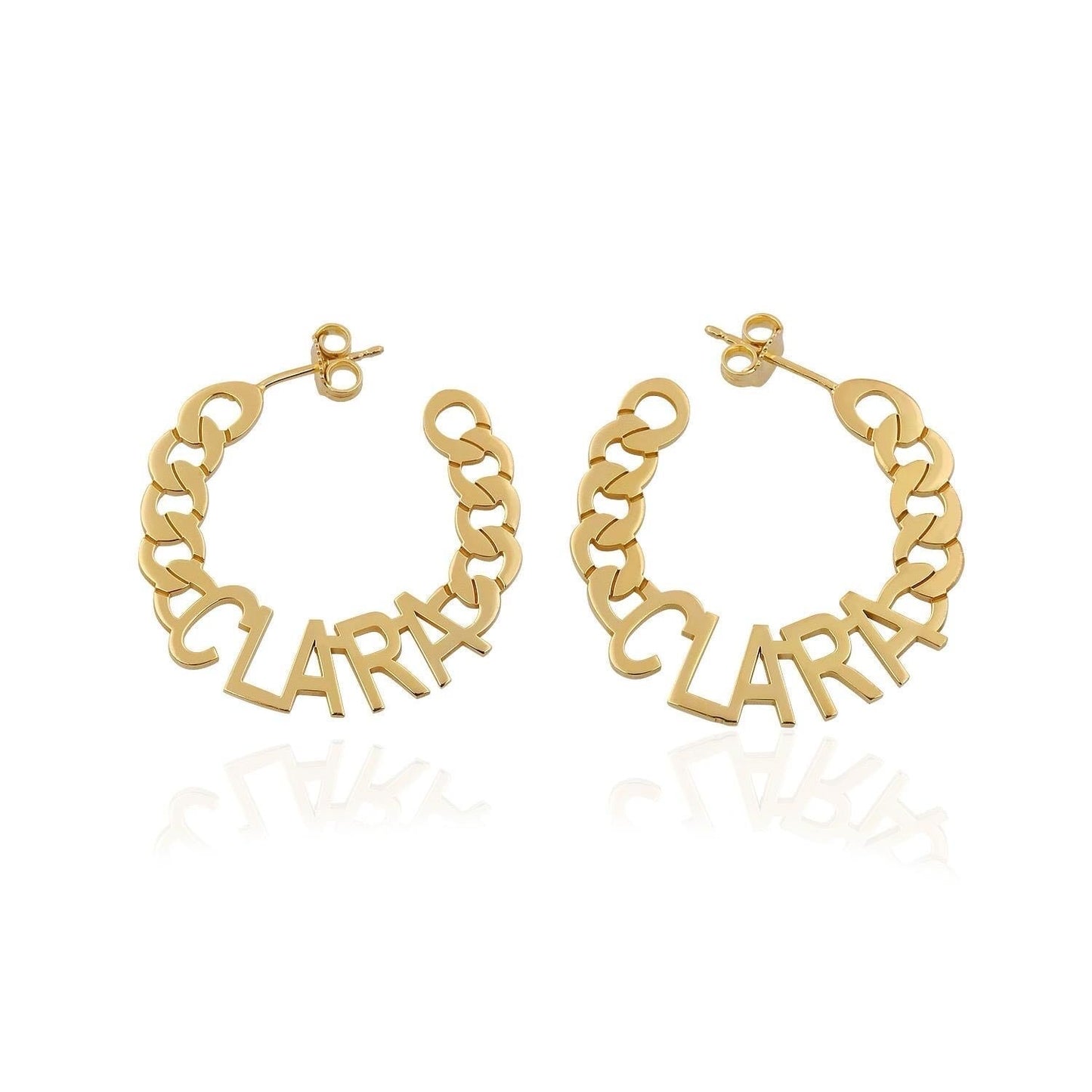 Custom Chain Link Name Hoop Earrings JEWELRY Saida