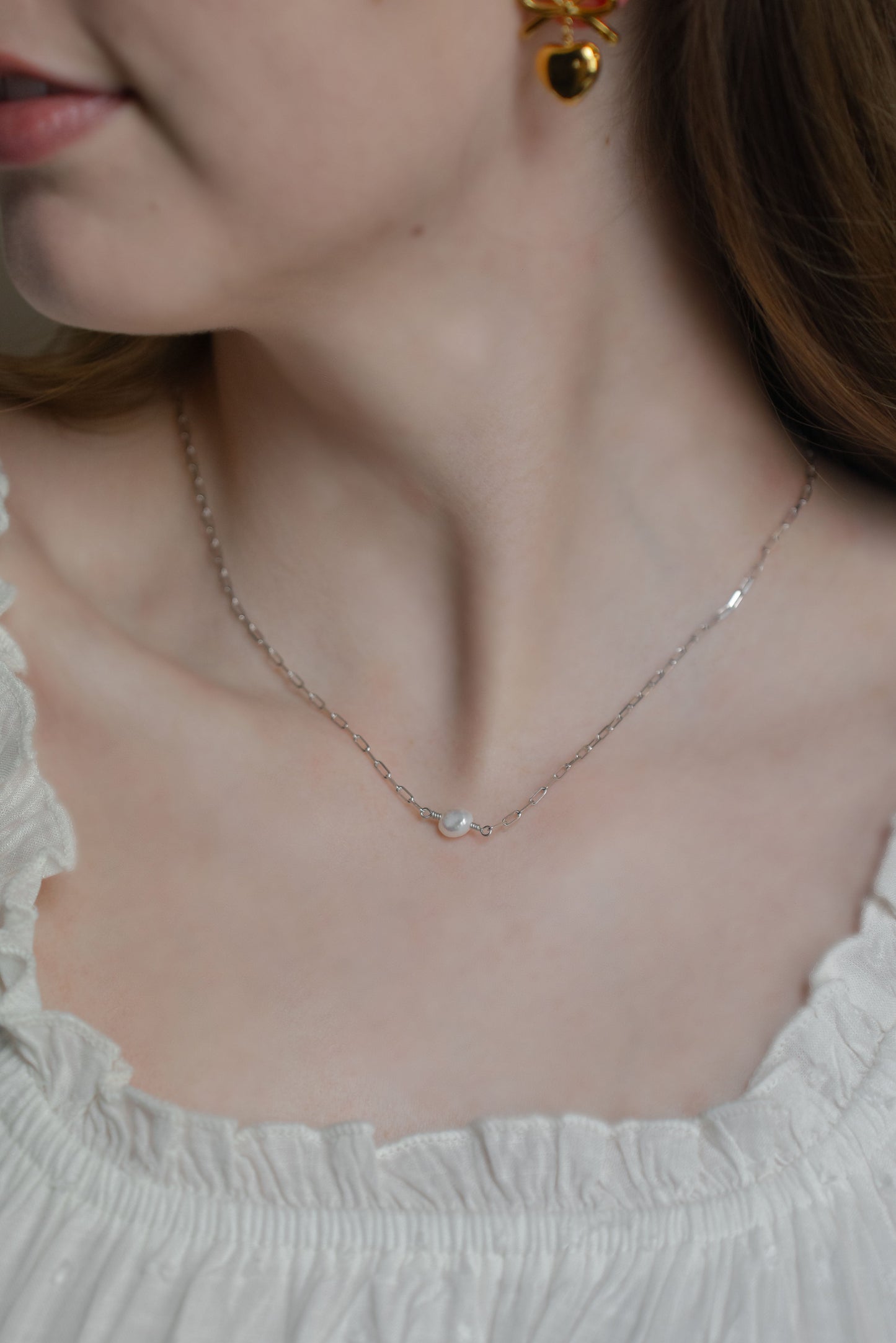 Mini Paperclip and Pearl Necklace Jewelry The Sis Kiss