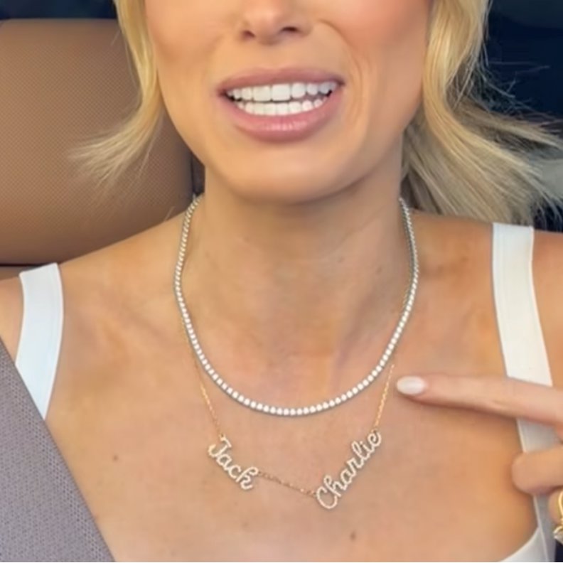 Custom Crystal Script My Mantra Name Necklace necklace Saida