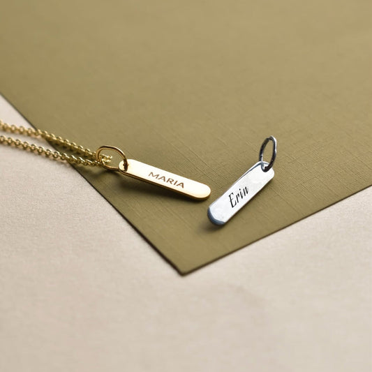 Custom Engraved Oval Bar Necklace Necklaces Saida
