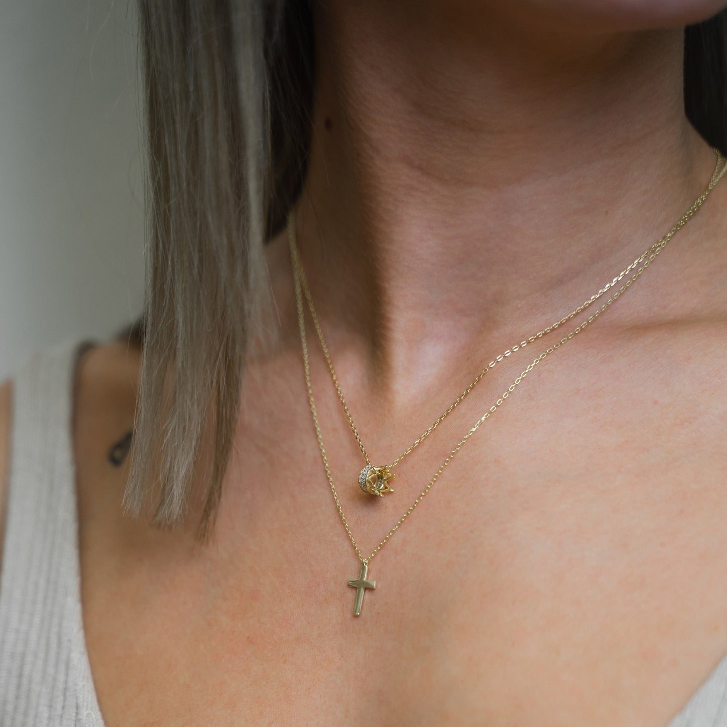 Crystal Crown Charm Necklace JEWELRY The Sis Kiss