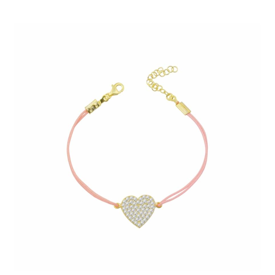 Crystal Heart Cord Bracelet JEWELRY The Sis Kiss