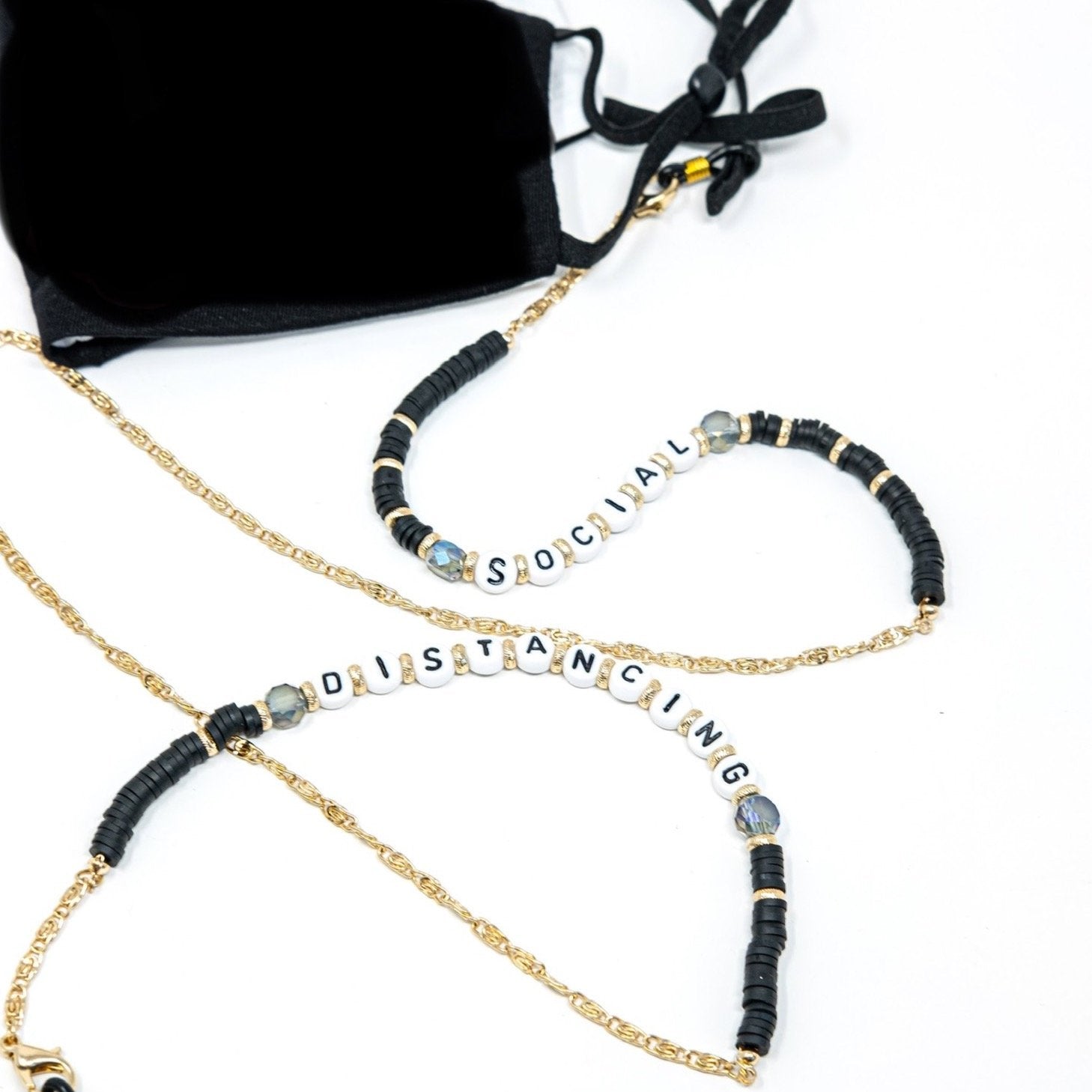 Save Your Mask - Sis Kiss Mask Chains ACCESSORY The Sis Kiss Social Distancing - Black Clay Disk