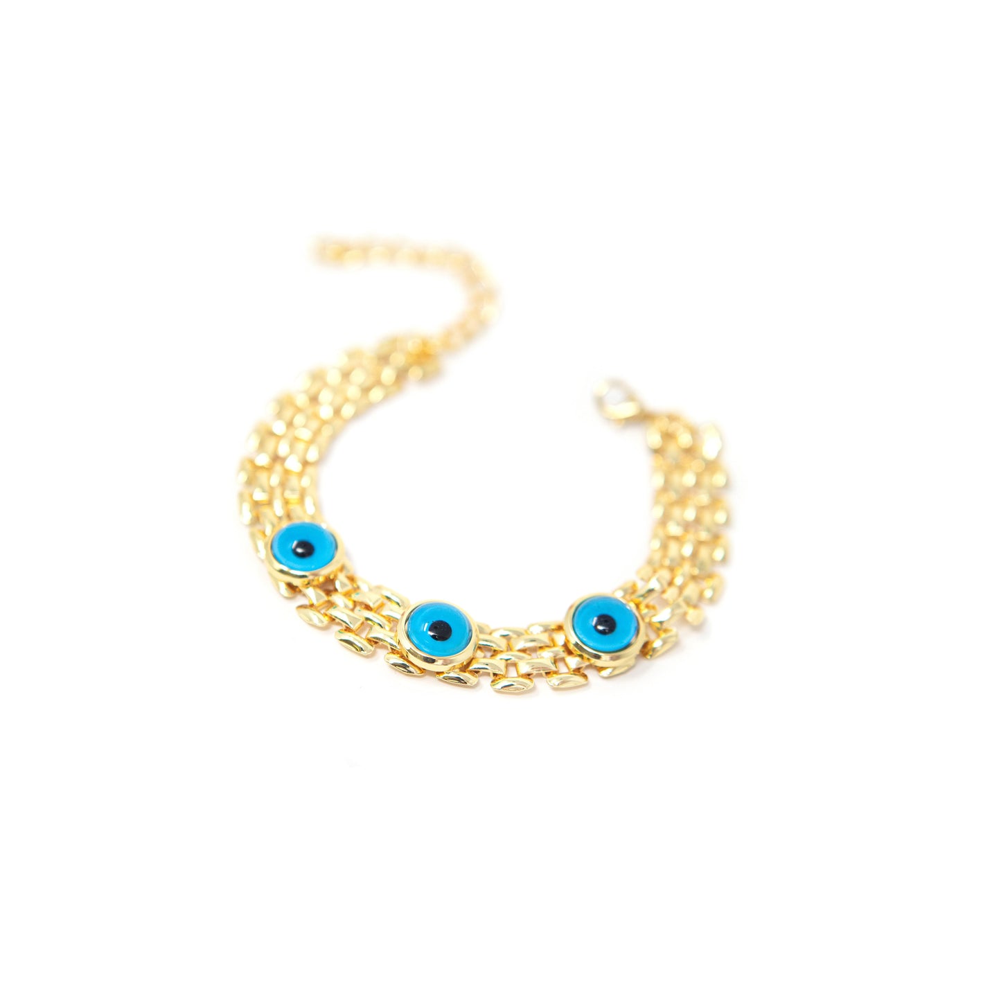 Evil Eye Flat Chain Link Bracelet JEWELRY The Sis Kiss