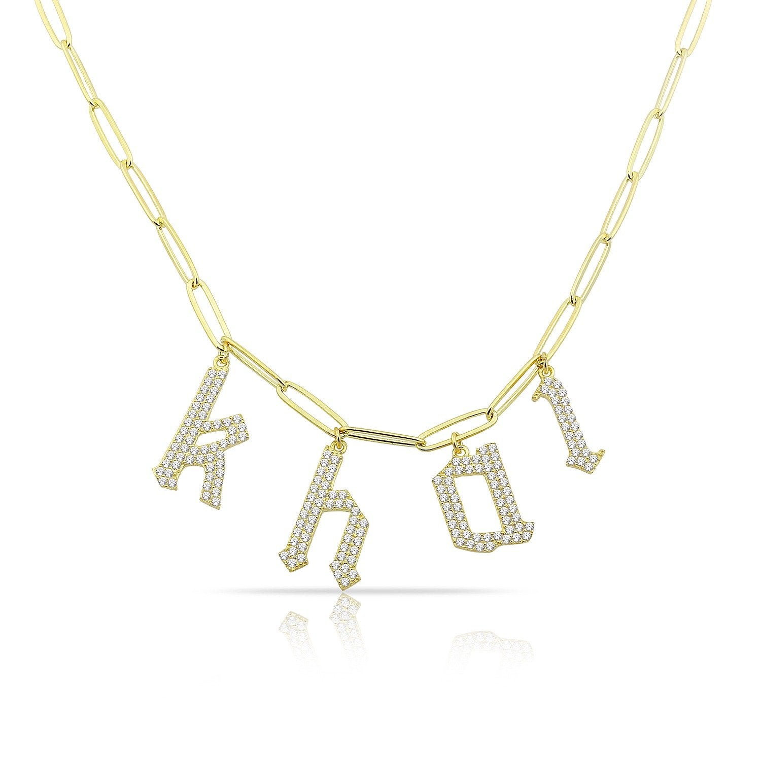 Custom Crystal Letters on a Chain Link Necklace
