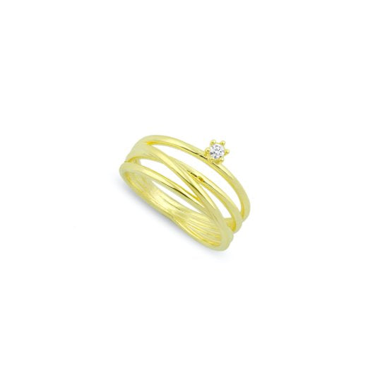 Gold Criss Cross with Crystal Pinky Ring JEWELRY The Sis Kiss