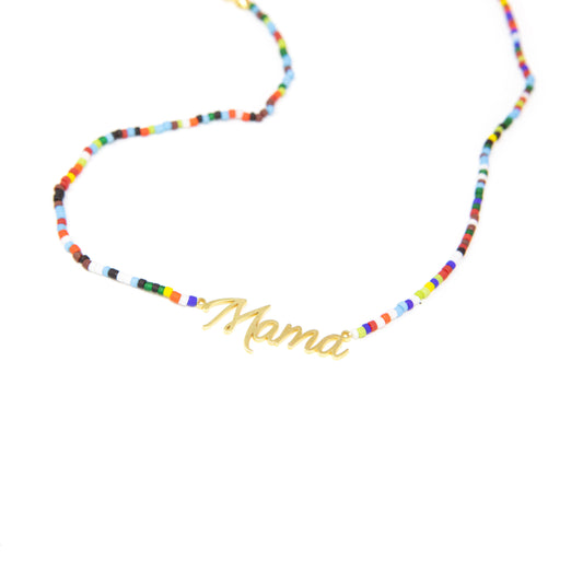Mama Nameplate with Rainbow Necklace necklace The Sis Kiss