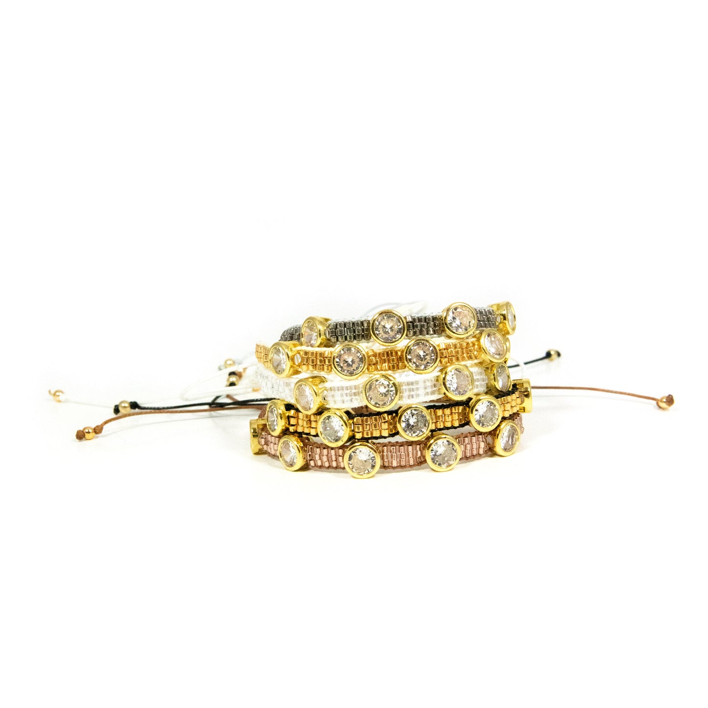 Five Stone Beaded Adjustable Bracelet JEWELRY The Sis Kiss