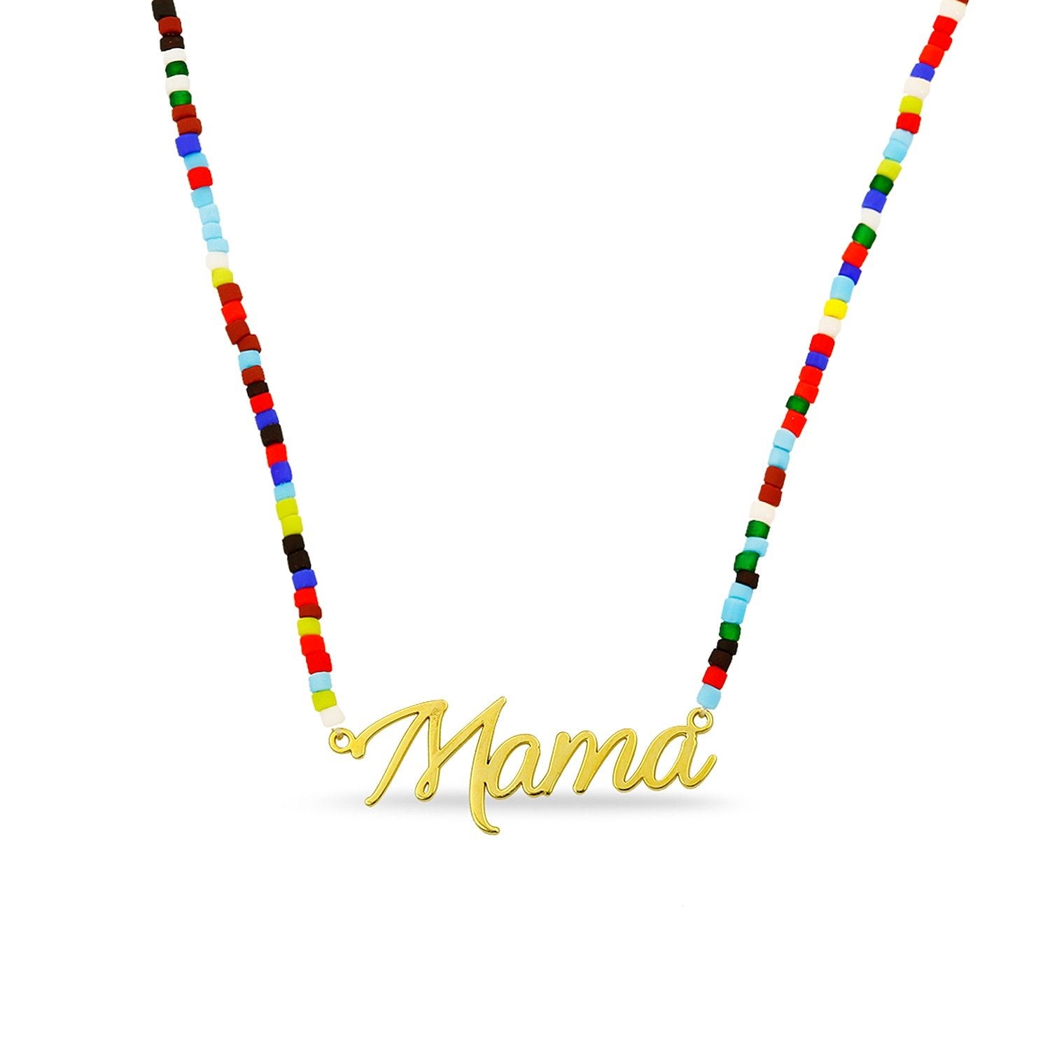 Mama Nameplate with Rainbow Necklace necklace The Sis Kiss
