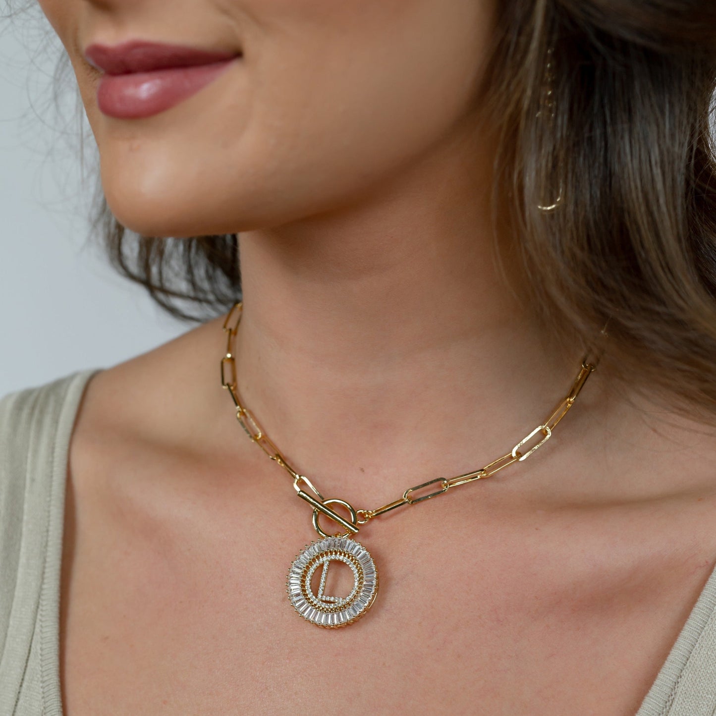 Paperclip Chain Radiant Initial Necklace PREORDER The Sis Kiss