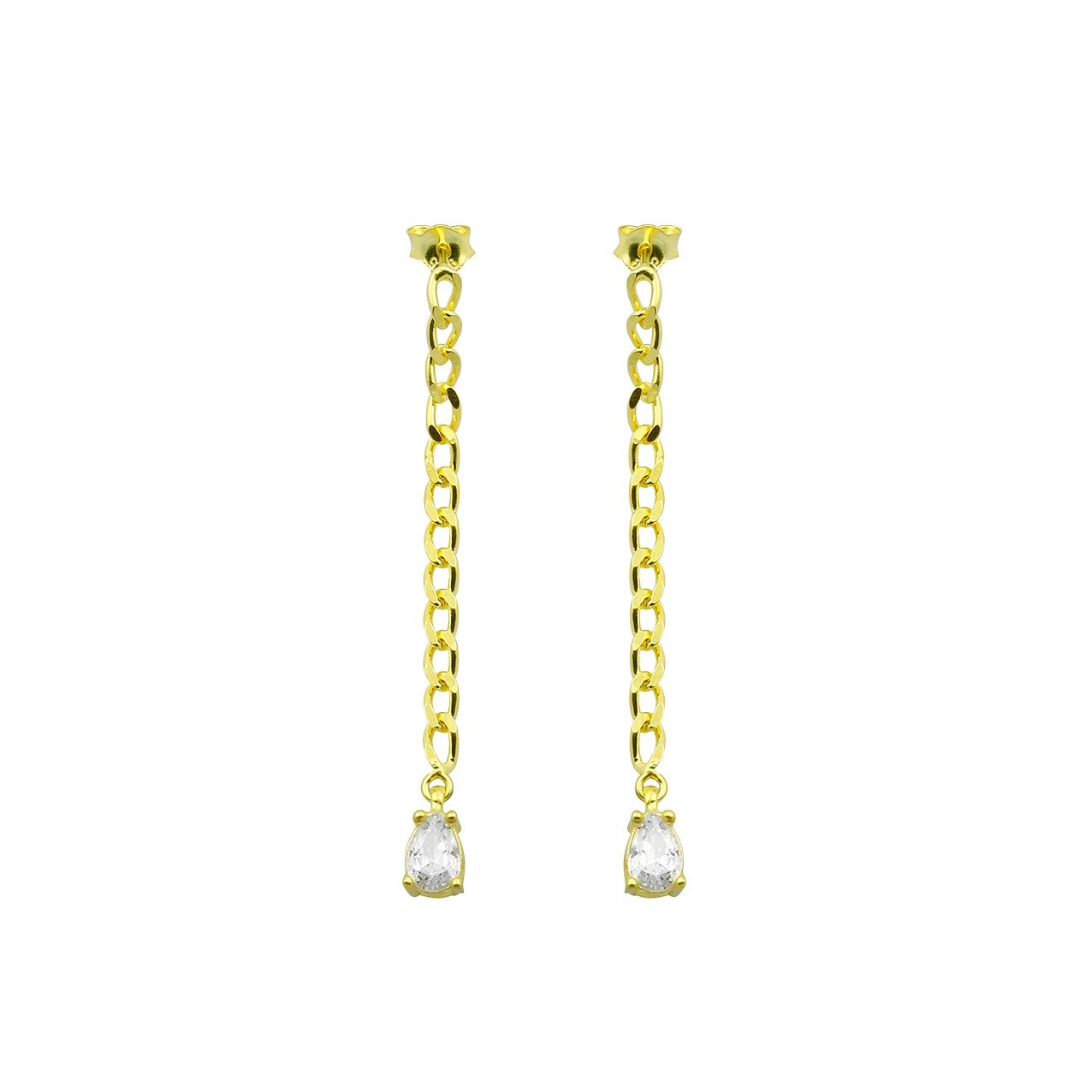 Drop Pavé Crystal Chain Earrings JEWELRY The Sis Kiss Gold Chain