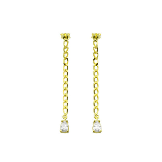 Drop Pavé Crystal Chain Earrings JEWELRY The Sis Kiss Gold Chain