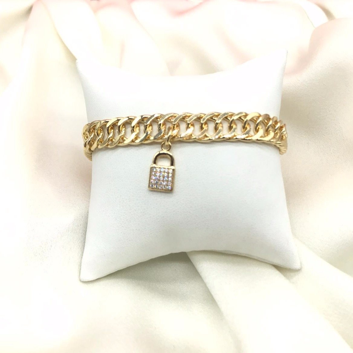 Chain Link and Crystal Lock Key Heart Bracelets/Necklaces JEWELRY The Sis Kiss
