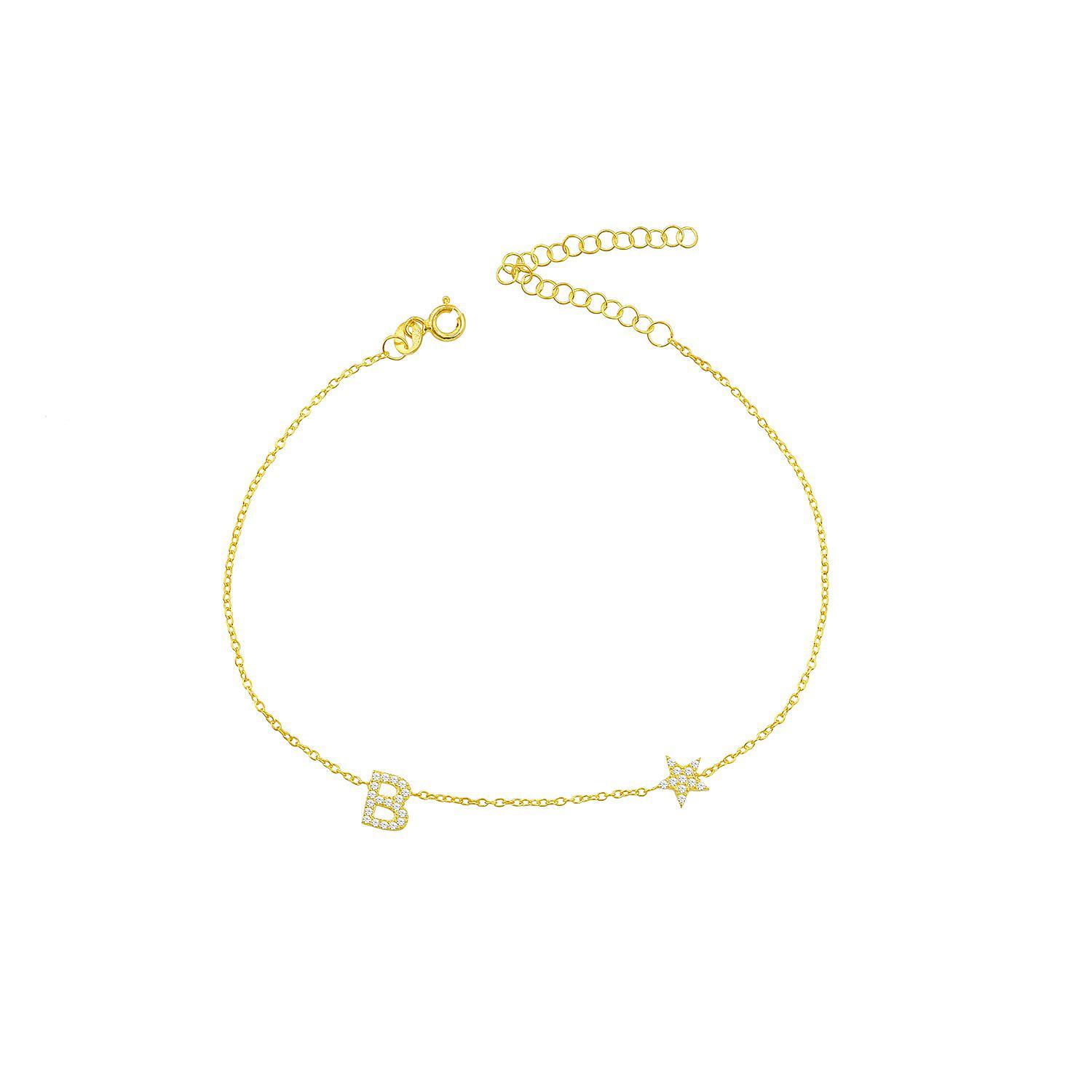 Initial and Star Anklet JEWELRY The Sis Kiss