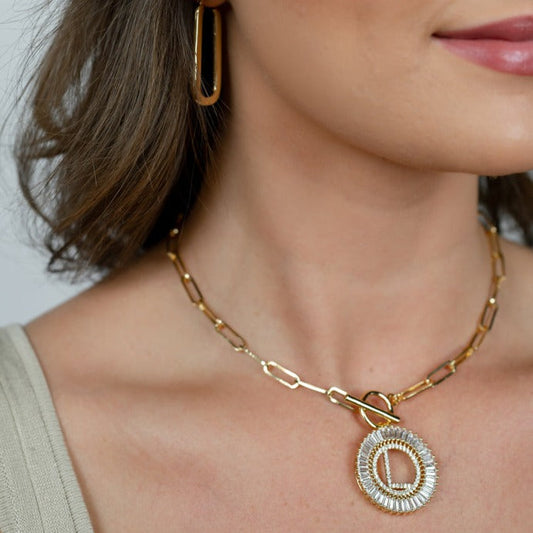Paperclip Chain Radiant Initial Necklace PREORDER The Sis Kiss