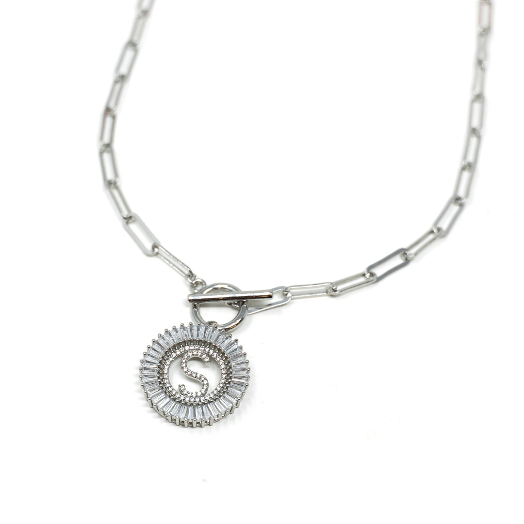 Paperclip Chain Radiant Initial Necklace PREORDER The Sis Kiss