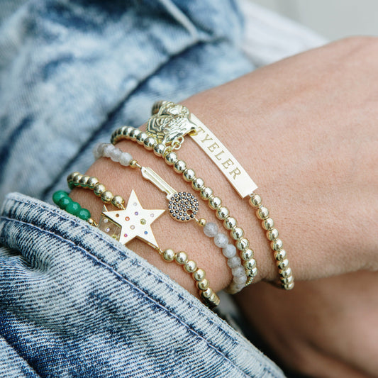 TSK Tiger Charm Adjustable Beaded Bracelet JEWELRY The Sis Kiss