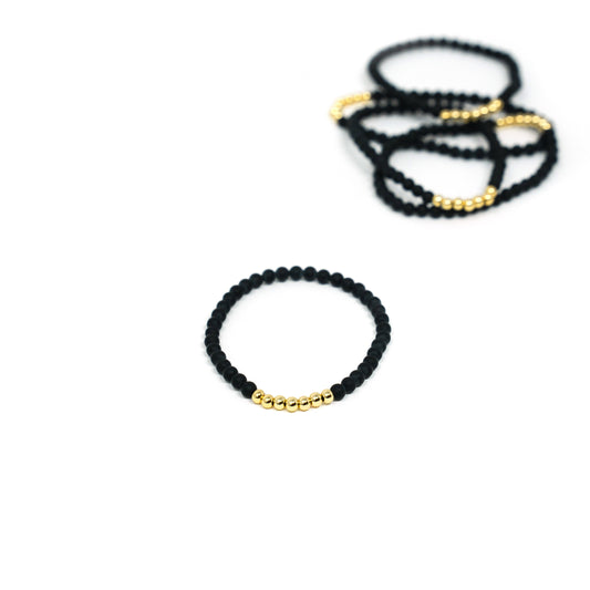 Pearl and Gold Bead Stretch Bracelet JEWELRY The Sis Kiss