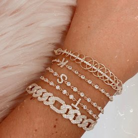 Crystal Single Letter Initial Bracelet JEWELRY The Sis Kiss