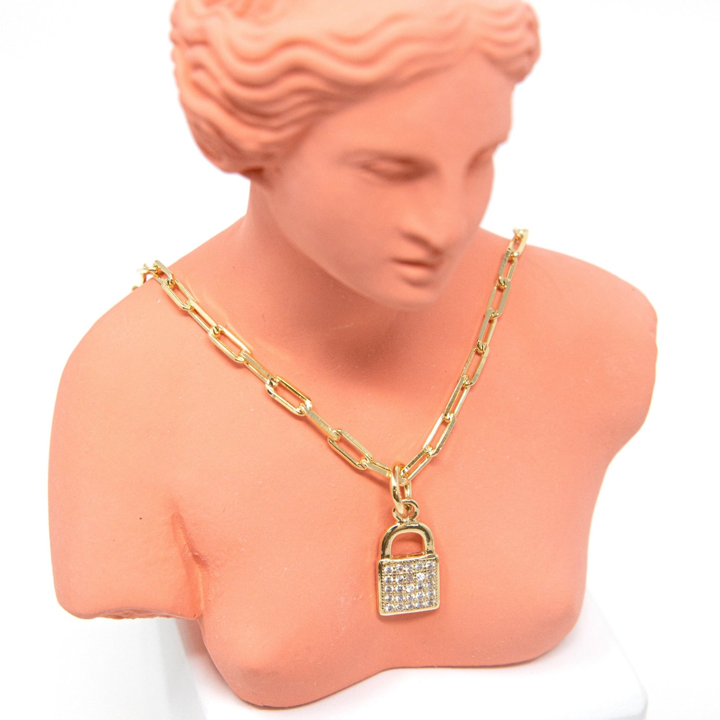 Chain Link and Crystal Lock Key Heart Bracelets/Necklaces JEWELRY The Sis Kiss