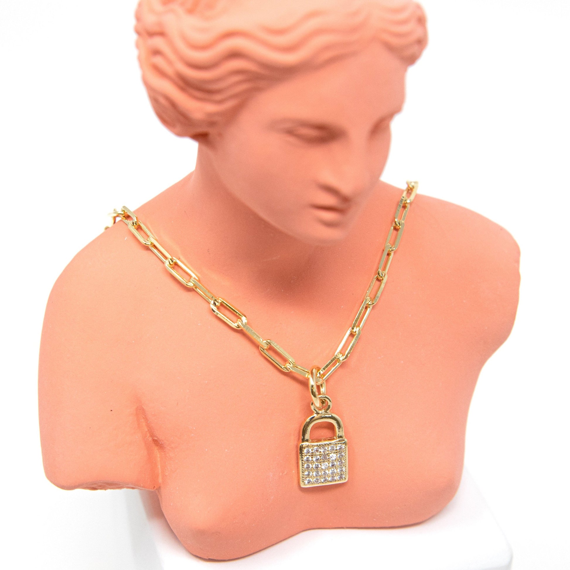 Chain Link and Crystal Lock Key Heart Bracelets/Necklaces JEWELRY The Sis Kiss
