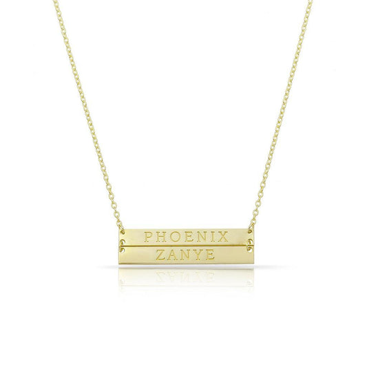 Custom Double Bar Nameplate Necklace JEWELRY The Sis Kiss Gold
