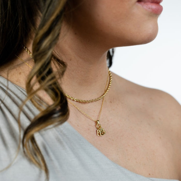 Custom Initial Charm Necklace JEWELRY The Sis Kiss