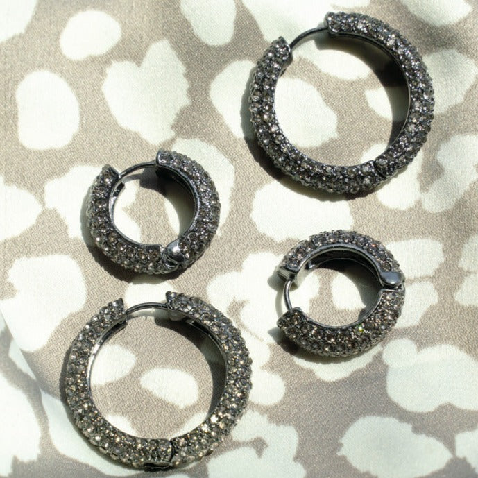 Darling Diva Onyx Crystal Hoops JEWELRY The Sis Kiss