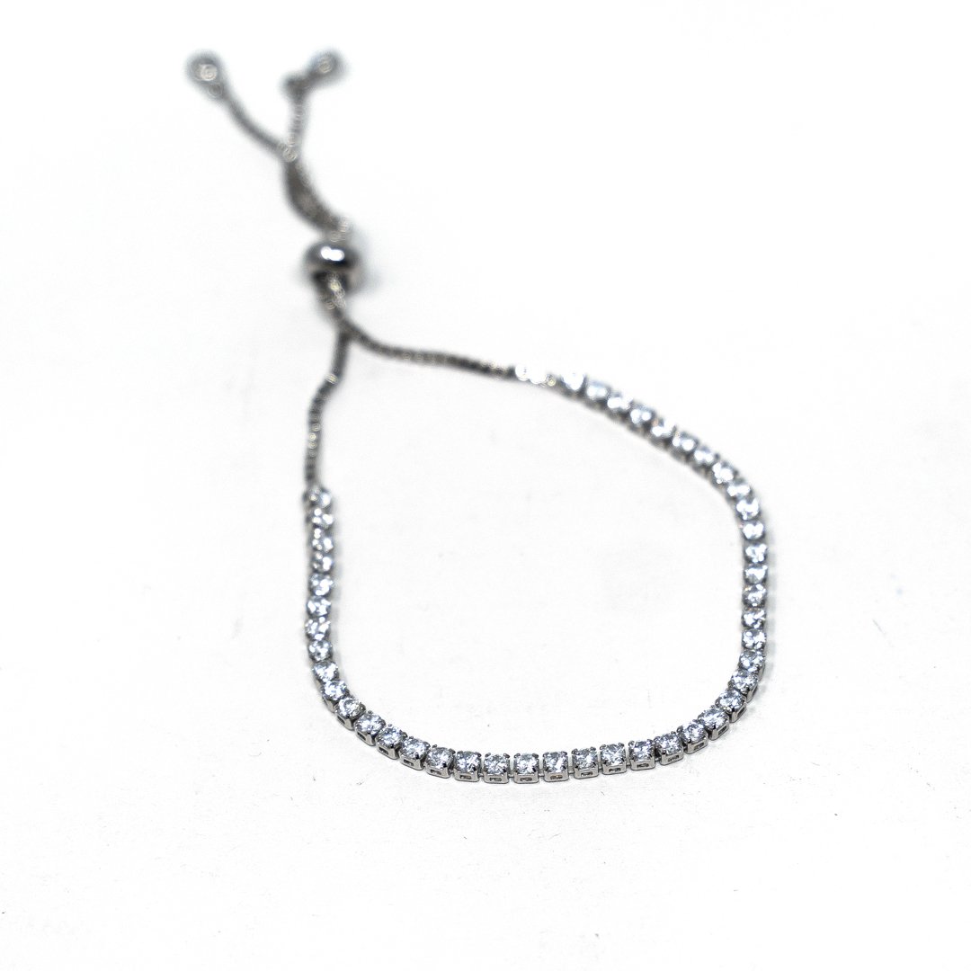 Cabo Crystal Adjustable Bracelets JEWELRY The Sis Kiss Silver Tennis Bracelet