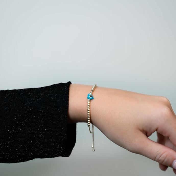 Blue Evil Eye Charm Bracelet JEWELRY The Sis Kiss