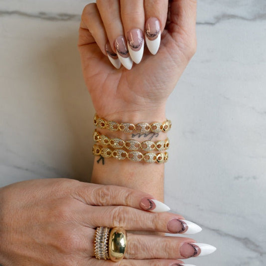 Gold and Crystal Anchor Chain Cuff JEWELRY The Sis Kiss