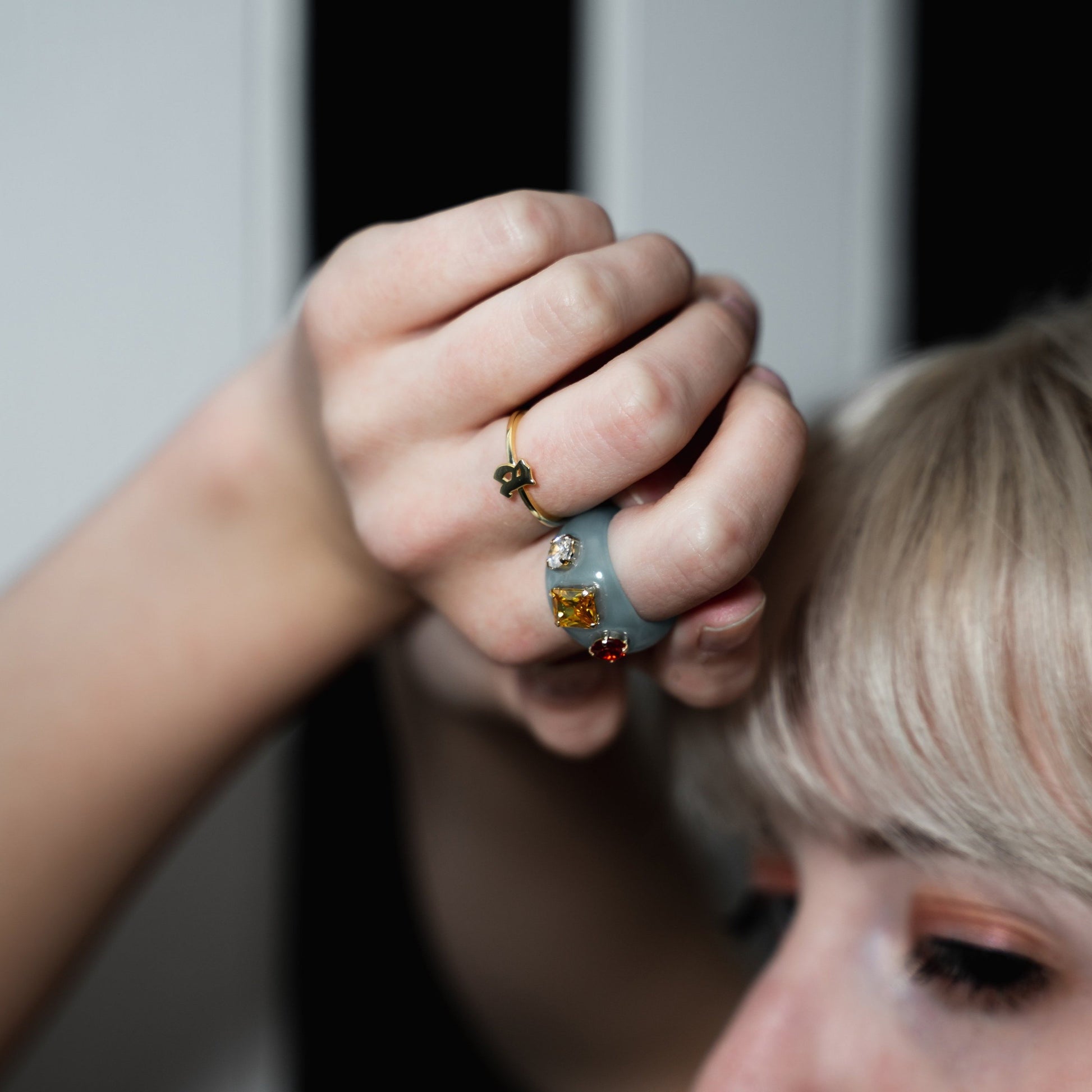 Adjustable Lowercase Old English Initial Ring JEWELRY The Sis Kiss
