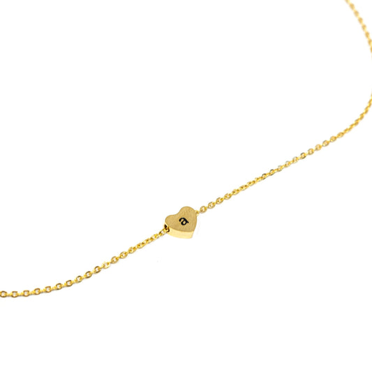 Tiny Heart Initial Necklace in Gold or Silver necklace The Sis Kiss Gold A