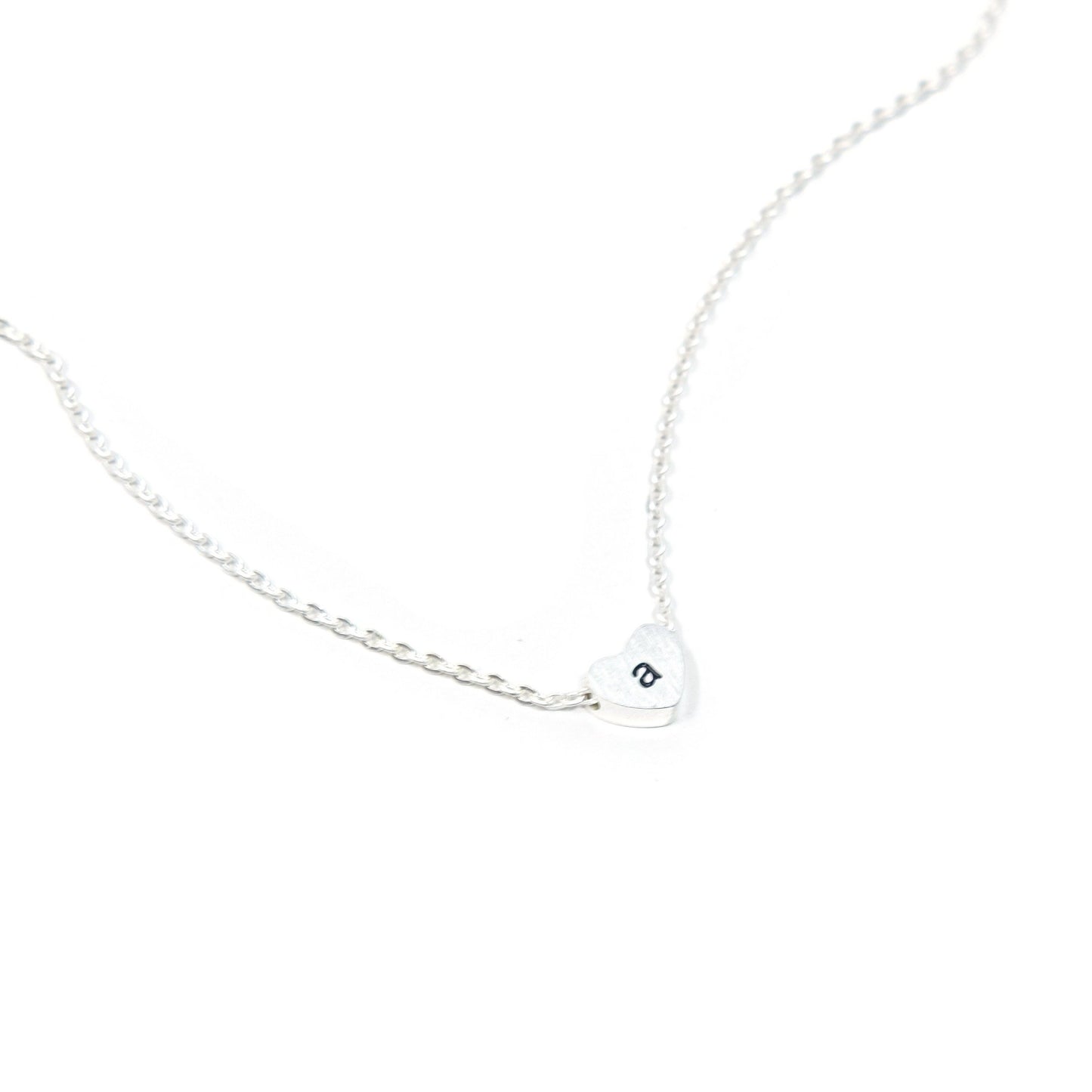 Tiny Heart Initial Necklace in Gold or Silver necklace The Sis Kiss Silver A