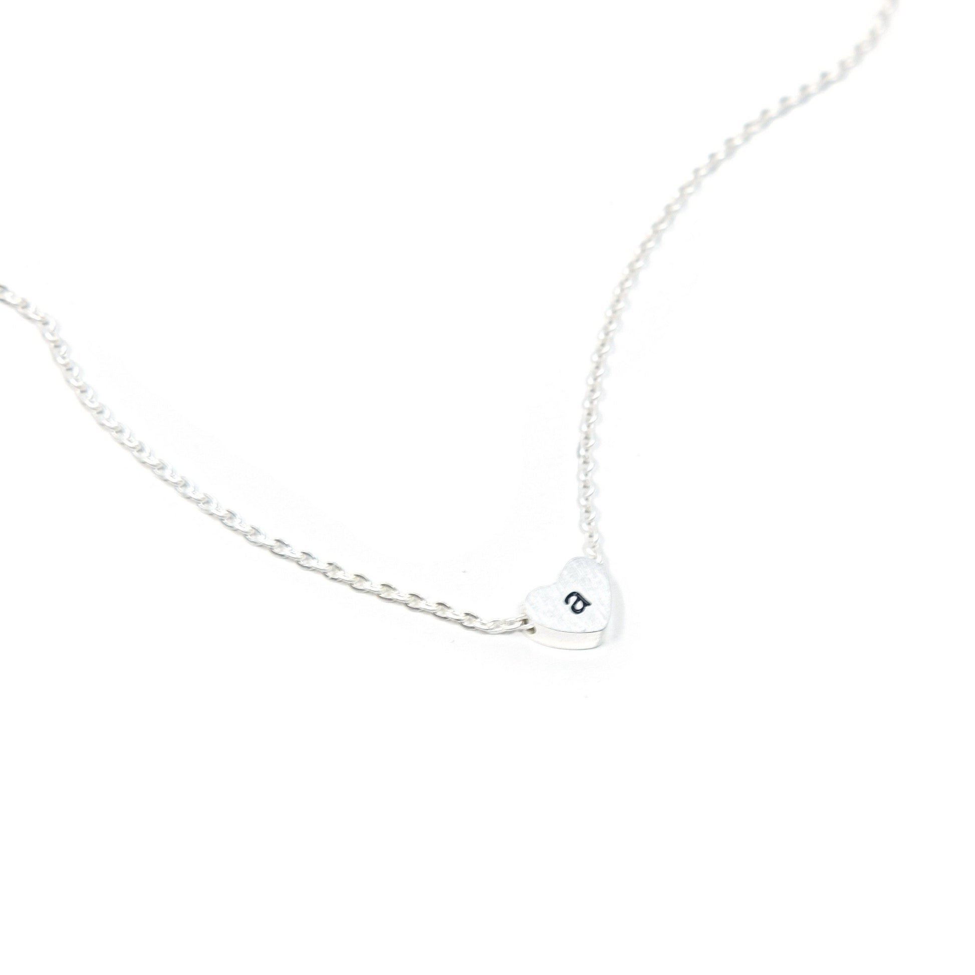 Tiny Heart Initial Necklace in Gold or Silver necklace The Sis Kiss Silver A